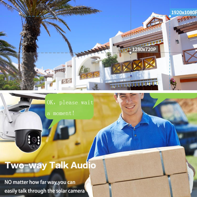 T23 2288 x 1288P Full HD Solar Powered WiFi Camera, Support PIR Alarm, Night Vision, Two Way Audio, TF Card, Include Battery T23 2288 x 1288P Full HD Solar Powered WiFi Camera, Support PIR Alarm, Night Vision, Two Way Audio, TF Card, Include Battery